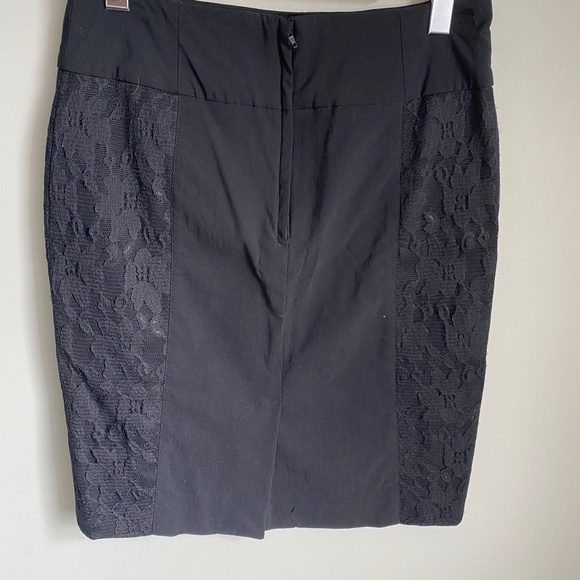 Suzy Shier Women's Black Pull On Midi Skirt Lace Accents Size Medium‎ - Picture 4 of 12